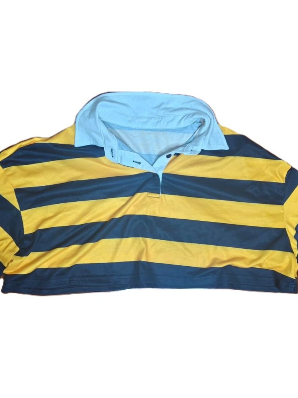 SHEIN SWAVVY Men Striped Contrast Collar Polo Shirt, Black & White, Size Large
